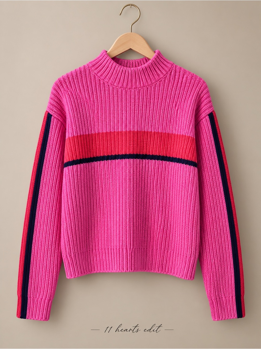 Sanctuary Pink and Red Ribbed Turtleneck Sweater NWOT